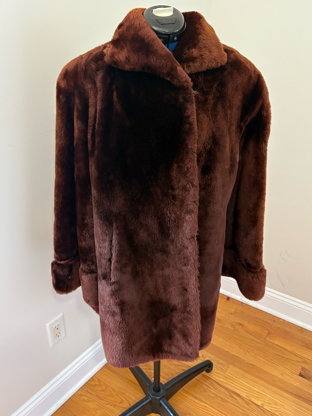 Plush Brown Shearling Fur Coat